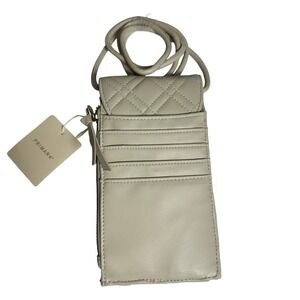 Primark Quilted Crossbody Phone Bag Wallet Card Holder Strap Beige NWT